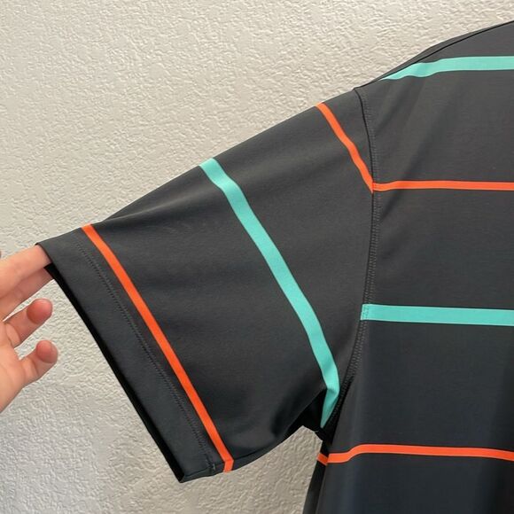 Nike Golf Dri-Fit Gray with Mint & Orange Stripes Athletic Golf Polo Size XL - Picture 2 of 7